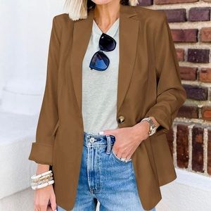 Women's Casual Blazer Long Sleeve Open Front Work Office Jacket with Pockets